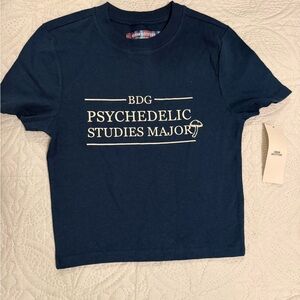 BDG Navy Psychedelic Studies Crop Top